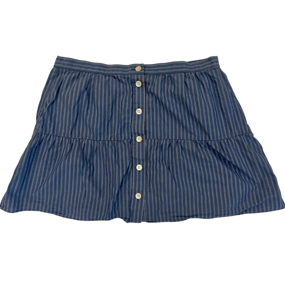 Madewell Nautical Stripe Button-front Tiered Micro Skirt Large Coastal Fisherman